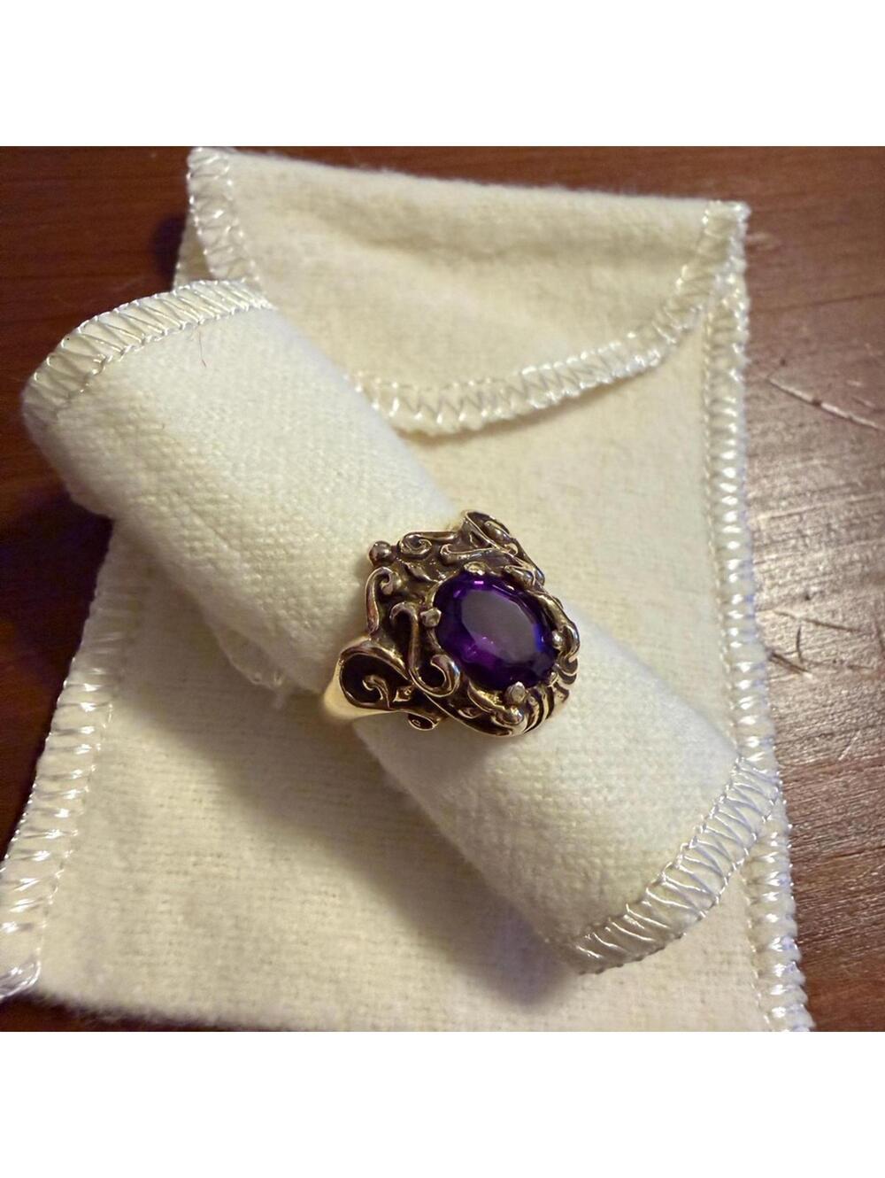 James Avery Vintage 14K Gold Amethyst Cocktail Ring Size 5.5 - Picture 2 of 5
